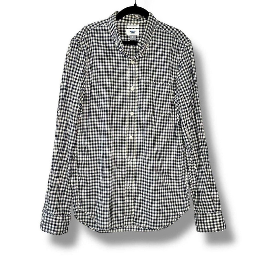 Men's gingham plaid textured cotton button up collared shirt Old Navy Size Small